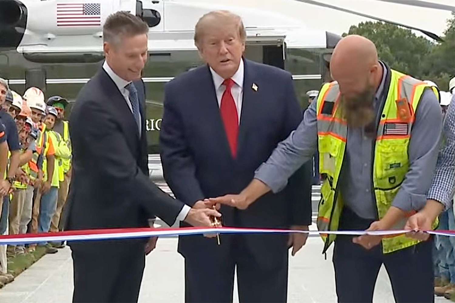 Trump Unveils New White House Helipad After Ribbon Cutting